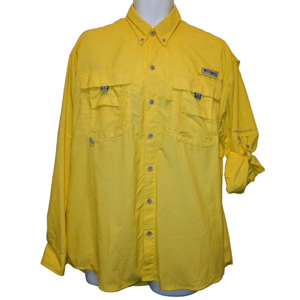 Columbia Men's Yellow Button-Down Casual Shirt